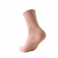 Solid color mid-tube yoga socks with anti-slip silicone grip dots for fitness and dancing. - One Size / Pink