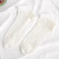 Japanese style hollow mesh lace short socks cute sweet white summer thin cotton socks - White