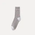 Khaki striped sleep socks, loose top warm cozy comfortable sleepwear socks for women daily wear. - Khaki