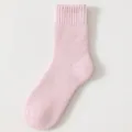 Thick pink wool mid-calf socks, cozy winter thermal sleep socks, warm postpartum cashmere socks - Pink