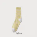 Yellow striped women sleep socks, loose top thick warm socks for pregnant and elderly. - Yellow