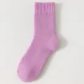 Thickened warm mid-calf wool socks for women, soft purple knitted winter thermal socks. - Purple
