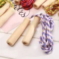 Corda per saltare con manico in legno e nylon fitness sport allenamento per adulti - Colorato