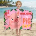 Mikrofaser-Strandtuch mit süßem rosa Schweinchen-Druck, perfekt für den Urlaub am Meer - 80*130cm / Rosa Schweinchen-Stil (STJ202631)