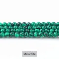 Cuentas redondas de malaquita verde de 8 mm con textura de bandas para bisutería - 3mm (aprox. 108 piezas) / Malaquita Sintética