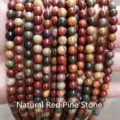 Runde 4mm rote See-Sediment-Jaspis Steinperlen für DIY-Schmuckherstellung und Armbänder - 12mm/31 Stück Packung / Natürlicher Rotkieferstein