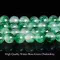 Natural moss agate green chalcedony round beads for DIY jewelry making - 12mm/Approx 31pcs / Optimized Moss Green Chalcedony