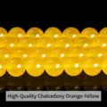Vibrant orange-yellow chalcedony round loose beads for DIY jewelry bracelet making - 12mm/Approx 31pcs / Optimized Orange Yellow Chalcedony