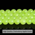 Polished apple green chalcedony round beads for high-quality DIY jewelry making projects - 12mm/Approx 31pcs / Optimized Apple Green Chalcedony