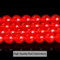 High-quality bright red chalcedony round loose beads for DIY jewelry making crafts - 6mm/Approx 60pcs / Red