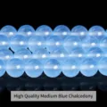 High-quality medium blue natural chalcedony round loose beads for DIY jewelry bracelet making - 4mm/Approx 90pcs / Medium Blue