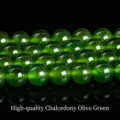 Premium olive green chalcedony round beads for DIY jewelry making and bracelets - 6mm/Approx 60pcs / Olive Green