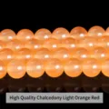 Polished high-quality light orange-red chalcedony round beads for DIY jewelry making - 4mm/Approx 90pcs / Light Orange Red