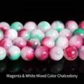 Natural mixed rose red and white chalcedony round beads for DIY jewelry making accessories - 6mm/Approx 60pcs / Rose Red+White