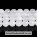 High-quality natural white jade round loose beads for DIY jewelry making and bracelet crafts - 6mm/Approx 60pcs / White Jade-Look Chalcedony