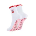 Calzini da yoga bianchi donna ricamo ciliegia antiscivolo pilates cotone morbido - Fiocco