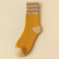 Thickened yellow striped women mid-calf warm cotton socks winter casual cozy daily wear - Turmeric