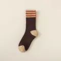Thickened women's mid-tube retro striped socks, warm winter knit casual daily wear. - Dark Coffee