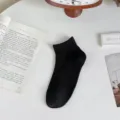 Black cotton ankle socks for women, thin and breathable short socks for summer daily wear. - One Size / Black