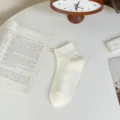 White women short ankle socks thin cotton breathable summer wear everyday comfort pair - One Size / Creamy White