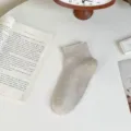 Lightweight breathable cotton ankle socks for women, thin summer daily wear casual sock. - One Size / Oatmeal