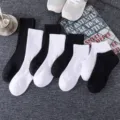 Men summer breathable pure cotton socks set, casual short and mid-tube athletic socks. - One Size / 3 Pieces/Pack / Black and White Mixed 3 Pairs Pack