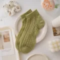 Japanese style hollow mesh women socks cute lace short cotton socks summer sweet lolita hosiery - One Size / Matcha Green