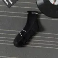 Black men athletic crew socks with thick towel bottom, breathable and comfortable for running sports. - One Size / Crew Socks / Black