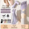 Chaussettes de yoga à cinq orteils pour femmes avec lanières croisées et semelle antidérapante. - Sangles croisées à cinq orteils blanc