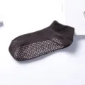Non-slip grip yoga socks for men breathable cotton ankle socks for sports fitness gym - One Size / Dark Coffee