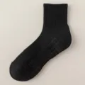 Calze sportive da uomo nere a metà polpaccio in cotone con fondo in spugna traspirante. - Taglia unica (taglia 38-43) / Calzini alla caviglia / Nero