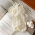 Cute women's short cotton socks with sweet bow patterns and delicate embroidery for daily wear. - One Size / Creamy White