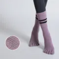 Women non-slip yoga socks five toe mid tube athletic sports fitness pilates purple socks - 35-40 / Purple