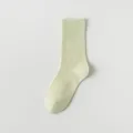 Women mid-tube cotton socks solid light green casual daily wear comfortable soft hosiery. - One Size / Green