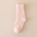 Children pink coral fleece cozy mid-tube socks warm winter thermal sleep socks for girls - Pink