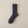Men's thick winter warm wool socks in dark grey with classic ribbed knit design for cold days. - Gray