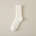 Cozy white fluffy knit winter long socks, warm thermal thickened socks for men and women daily wear. - White