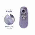 Chaussettes de yoga antidesl. violettes avec brides croisees et picots silicone pour fitness. - Taille unique / Violet