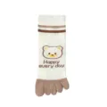 Calcetines de cinco dedos para mujer estilo japonés tubo medio algodón fino con tierno oso. - Talla única / Dos Barras