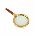 Handheld magnifying glass 80mm with wooden handle and gold frame for reading and daily use. - 80mm