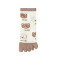 Calcetines de cinco dedos para mujer verano algodón fino bonito oso estampado casual - Talla única / Oso bicolor