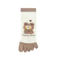 Calcetines de cinco dedos de oso lindo mujer verano delgado transpirable algodón calcetines - Talla única / Oso de Abrazo