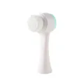 Brosse de nettoyage facial manuelle 3D double face avec poils doux et silicone pour les pores. - Bleu