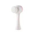 Brosse nettoyante pour le visage manuelle double face blanche et rose a poils doux. - Rose