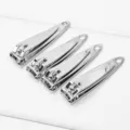 Stainless steel nail clippers set of 4, portable silver manicure tools with key ring hole. - Smooth Nail Clipper / Silver