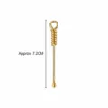 Gold metal ear pick tool with spiral handle and hanging loop, portable daily ear cleaning. - Gold Threaded Ear Scoop