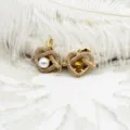 Detailed macro view of 18K gold plated heart-shaped micro-pave jewelry pendants - Heart Style / 15*18mm / 18K Gold