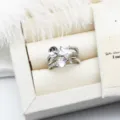 Detaillierte Makroansicht des silbernen Sternrings mit DIY Perlenhalterung Design - Zirkonia-Stern-Stil / 15mm Leere Schale / Silber