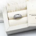 Nahaufnahme eines silbernen Ringrohlings mit Mikroeinlagen und einer leeren Perlenfassung - Mikro-Pave Zirkonia Stern / Silber