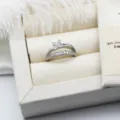 Detailansicht eines mikropavé Schmetterlingsrings auf einem Schmuckdisplay - Kleeblatt-Stil / 10.7mm Leere Schale / Silber